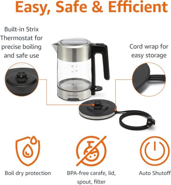 71-od3voGHL._AC_SL1500_ Amazon Basics electric kettle review fast boiling BPA-free sleek design