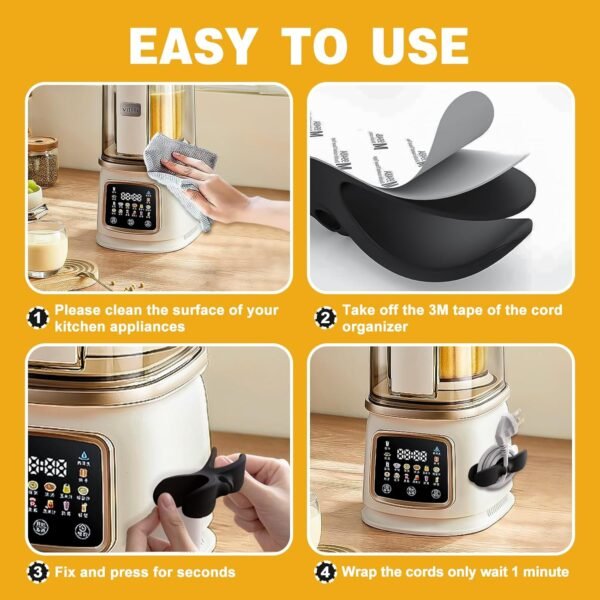 714-9pYkLL._AC_SL1500_ Review of Akeva Cord Organizer for Kitchen Appliances 4 Pack Black