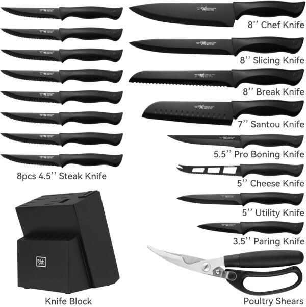 714s4bfhuWL._AC_SL1500_ Review of HUNTER.DUAL Kitchen Knife Set with Block Self-Sharpening Dishwasher Safe