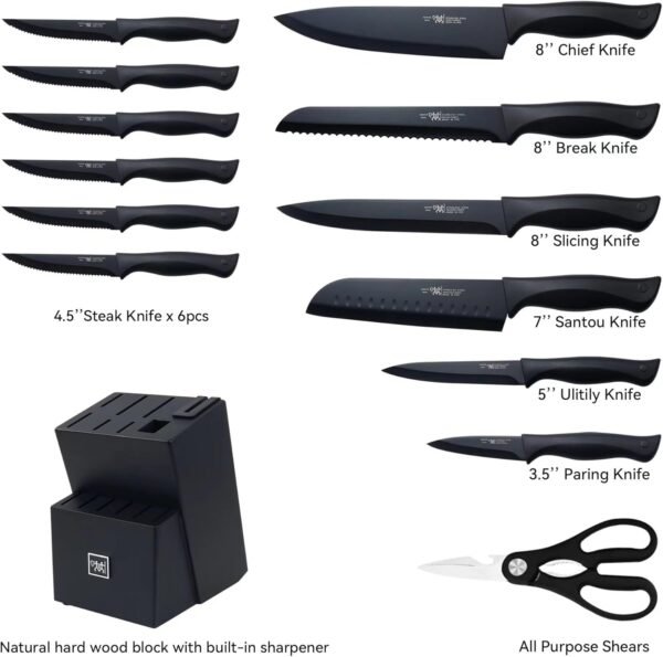 715b6viXr0L._AC_SL1500_ Comprehensive review of HUNTER.DUAL 15 Pcs kitchen knife set with block