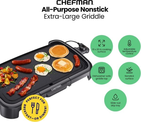 71DlgFm4mkL._AC_SL1500_ Chefman XL Electric Griddle review the best nonstick flat top grill for families