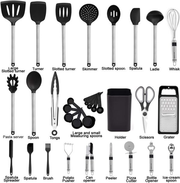71EjpQJsDbL._AC_SL1500_ Best Silicone Cooking Utensils Review BESTZMWK EP216 Durable Kitchen Utensil Set for Nonstick Cookware