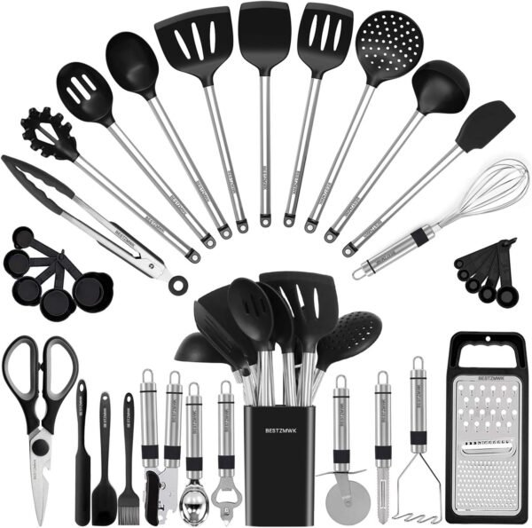 71J6P8L6ORL._AC_SL1500_ Best Silicone Cooking Utensils Review BESTZMWK EP216 Durable Kitchen Utensil Set for Nonstick Cookware