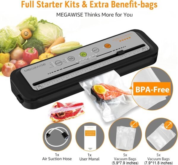 71K81WVXBeL._AC_SL1500_ Review of the MEGAWISE Vacuum Sealer VS6621 Reliable Food Preservation for Every Kitchen