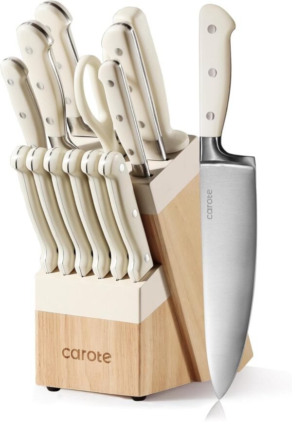 71MN47FMnRL._AC_SL1500_ CAROTE 14-Piece Knife Set Review High-Quality Forged Stainless Steel Block