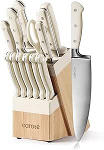 71MN47FMnRL.__AC_SX300_SY300_QL70_ML2_ CAROTE 14-Piece Knife Set Review High-Quality Forged Stainless Steel Block