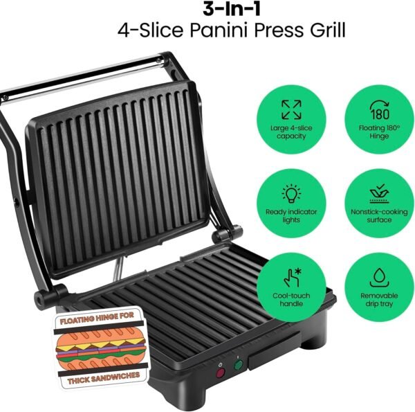 71Mk9UmaP8L._AC_SL1500_ Chefman Panini Press Grill review compact 4-slice sandwich maker with non-stick plates