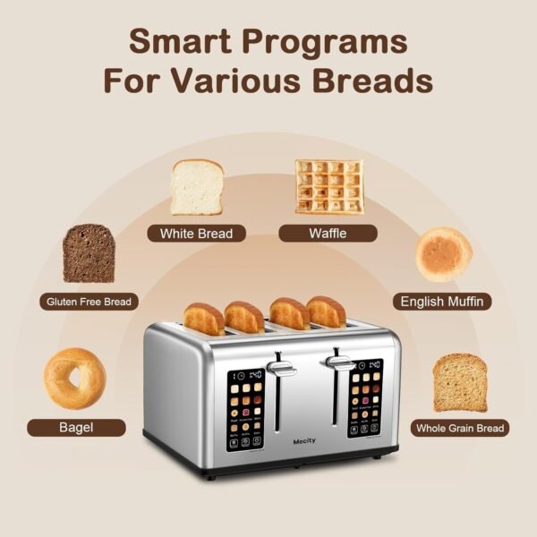 71NkNiVIGbL._AC_SL1500_ Review of Mecity 4 Slice Toaster Touch Screen and Stainless Steel Features