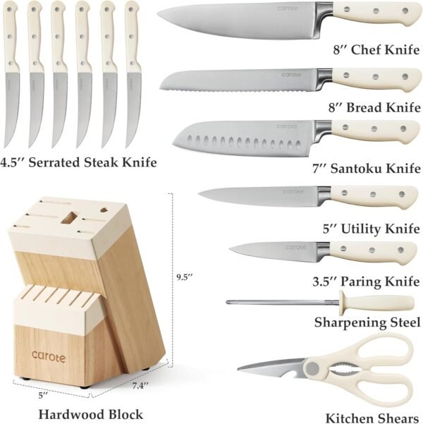 71RBbZsERLL._AC_SL1500_ CAROTE 14-Piece Knife Set Review High-Quality Forged Stainless Steel Block