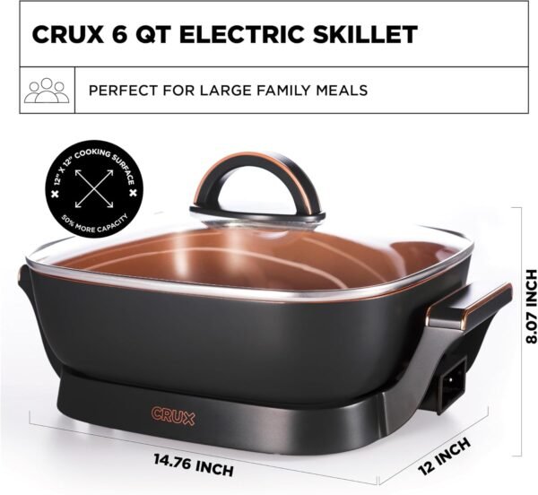 71RVlOUkzoL._AC_SL1500_ Crux Electric Skillet Review Nonstick Scratch-Resistant Ceramic Pan for Perfect Cooking