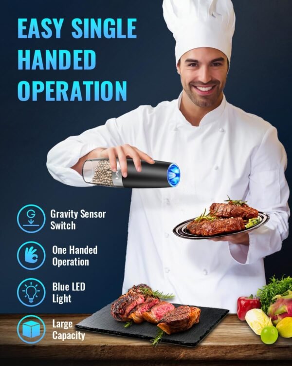 71X327kw99L._AC_SL1500_ Sweet Alice Electric Pepper and Salt Grinder Set review adjustable coarseness with LED light