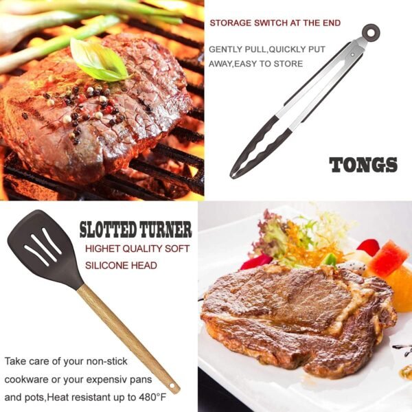 71aov9fYuS._AC_SL1200_ Comprehensive review of BESTZMWK cooking utensils set with silicone and wooden handles