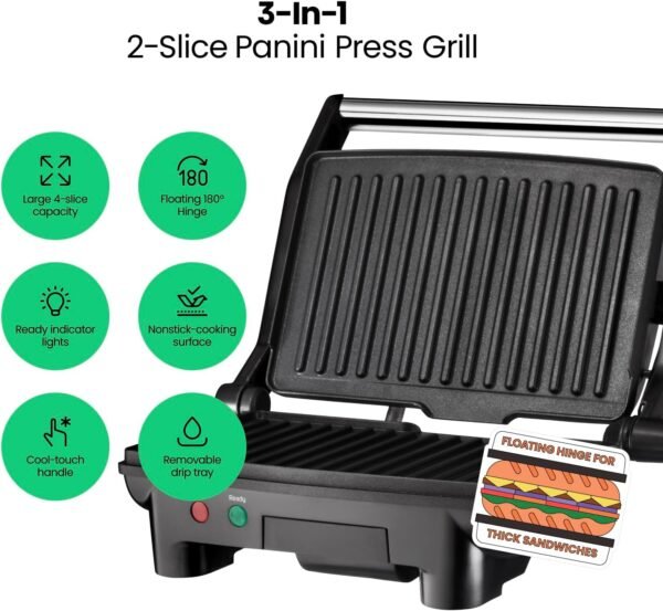 71oqTT0czkL._AC_SL1500_ Review of Chefman Electric Panini Press Grill and Gourmet Sandwich Maker