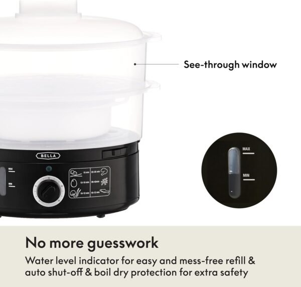 71qEjq097L._AC_SL1500_ BELLA Food Steamer Review Two Tier Stainless Steel Design for Effortless Cooking