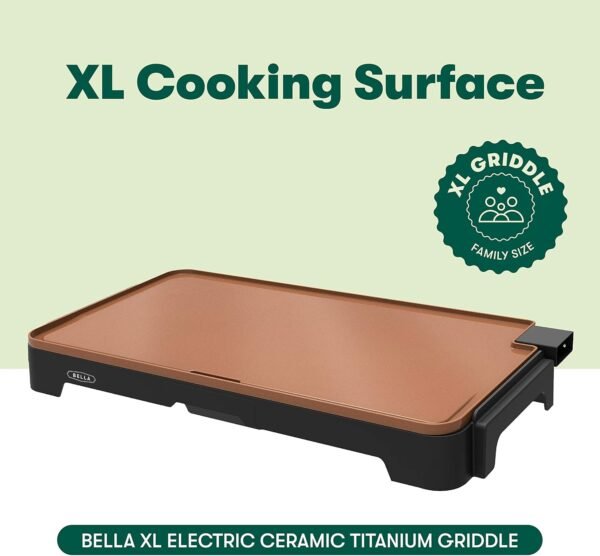 71sB8GabCOL._AC_SL1500_ BELLA XL Electric Griddle Review Titanium Ceramic Nonstick Surface for Easy Cooking Cleanup