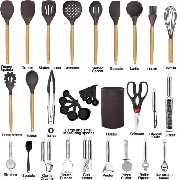 71te4ZWNXLS._AC_SL1500_ Comprehensive review of BESTZMWK cooking utensils set with silicone and wooden handles
