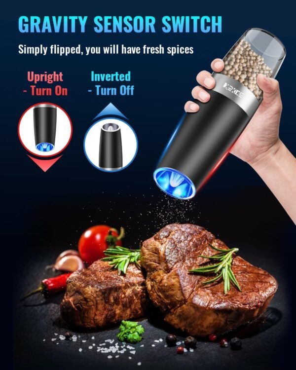 71zDIGZvSjL._AC_SL1500_ Sweet Alice Electric Pepper and Salt Grinder Set review adjustable coarseness with LED light