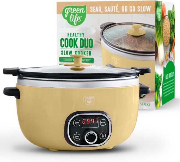 8120X7vtzEL._AC_SL1500_ GreenLife 6QT Slow Cooker review Non-Toxic Ceramic Nonstick Bowl with Programmable Timer