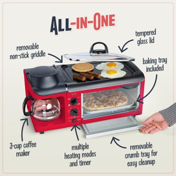 81iMlXKUmcL._AC_SL1500_ Review of Nostalgia 3-in-1 Breakfast Station Coffee Maker Griddle Toaster Oven Combo