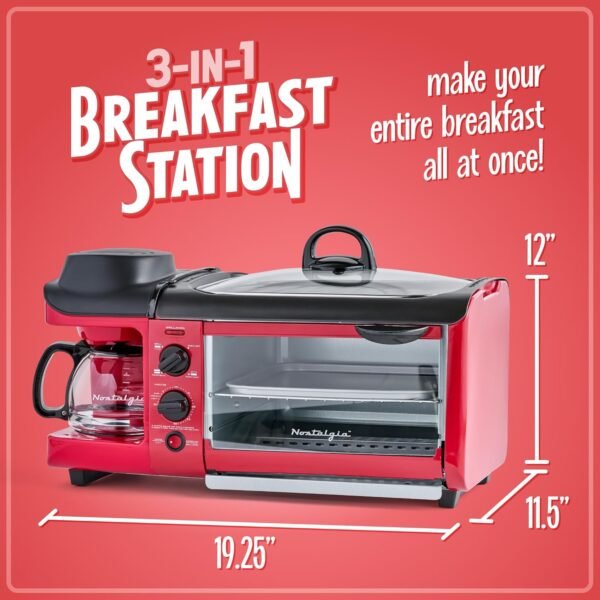 81jKnf3sVaL._AC_SL1500_ Review of Nostalgia 3-in-1 Breakfast Station Coffee Maker Griddle Toaster Oven Combo