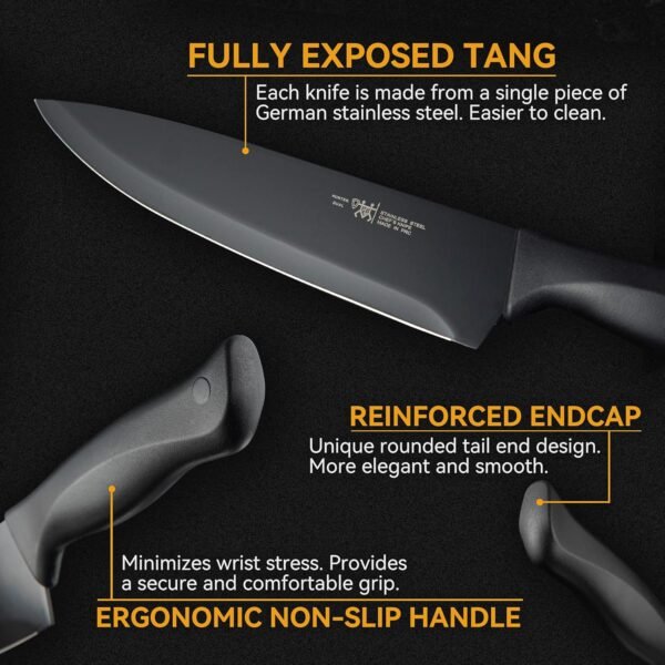 91QpQBL4vcL._AC_SL1500_ Review of HUNTER.DUAL Kitchen Knife Set with Block Self-Sharpening Dishwasher Safe