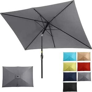 61jd6kas-DL.__AC_SY445_SX342_QL70_ML2_ SUNVIVI OUTDOOR Patio Umbrella, 6.5' x 10' Rectangular Patio Umbrella, Metal Pole Square Outdoor Umbrella with Crank and Push Button Tilt, 6 Steel Ribs, Polyester Canopy