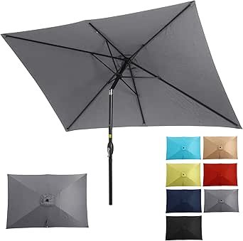 61jd6kas-DL.__AC_SY445_SX342_QL70_ML2_ SUNVIVI OUTDOOR Patio Umbrella, 6.5' x 10' Rectangular Patio Umbrella, Metal Pole Square Outdoor Umbrella with Crank and Push Button Tilt, 6 Steel Ribs, Polyester Canopy