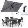 715sOdp-pvL._AC_SL1500_-1 SUNVIVI OUTDOOR Patio Umbrella, 6.5' x 10' Rectangular Patio Umbrella, Metal Pole Square Outdoor Umbrella with Crank and Push Button Tilt, 6 Steel Ribs, Polyester Canopy