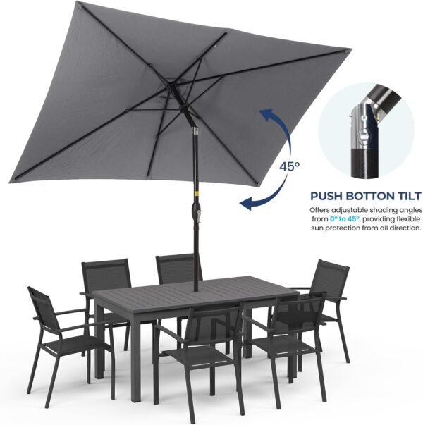 715sOdp-pvL._AC_SL1500_-1 SUNVIVI OUTDOOR Patio Umbrella, 6.5' x 10' Rectangular Patio Umbrella, Metal Pole Square Outdoor Umbrella with Crank and Push Button Tilt, 6 Steel Ribs, Polyester Canopy
