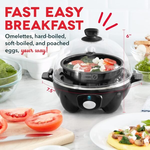 717ry1cATEL._AC_SL1500_-1 DASH Rapid Egg Cooker: 6 Egg Capacity Electric Egg Cooker for Hard Boiled Eggs, Poached Eggs, Scrambled Eggs, or Omelets with Auto Shut Off Feature - Black