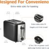 719HvYc1FpL._AC_SL1500_-2 Amazon Basics 2 Slice Toaster, With 6 Browning Settings, Extra Wide Slots For Bagels and Special Breads, Removable Easy-to-Clean Crumb Tray, Cancel/Defrost/Bagel Buttons, 900W, Black & Silver