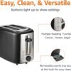 71Aow1nHVzL._AC_SL1500_-2 Amazon Basics 2 Slice Toaster, With 6 Browning Settings, Extra Wide Slots For Bagels and Special Breads, Removable Easy-to-Clean Crumb Tray, Cancel/Defrost/Bagel Buttons, 900W, Black & Silver