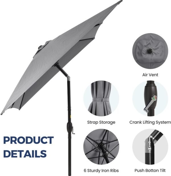 71Ew5Iy-NL._AC_SL1500_-1 SUNVIVI OUTDOOR Patio Umbrella, 6.5' x 10' Rectangular Patio Umbrella, Metal Pole Square Outdoor Umbrella with Crank and Push Button Tilt, 6 Steel Ribs, Polyester Canopy