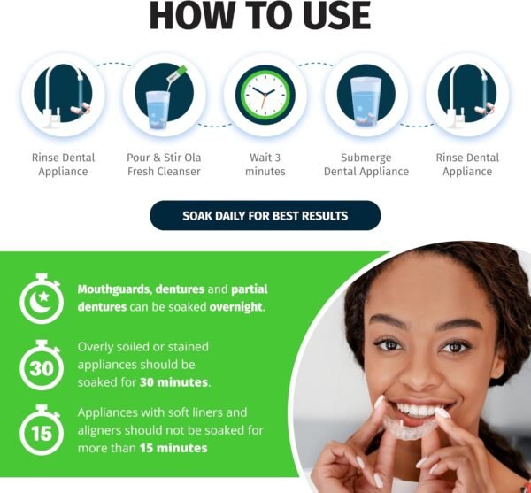 71ReBnzlj2L._AC_SL1500_-2 TCS Fresh Concentrated Dental Appliance Cleaner Set, Professional Denture and Retainer Cleaner Powder with Soft Bristle Brush (24 Packets, 6 Month Supply, Mint Flavor)