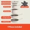 71UaOJcArL._AC_SL1500_-1 bella 9 Piece Ceramic Nonstick Cookware Set, Fits-anywhere™ Kitchenware w EverGood™ Coating, Dishwasher & Oven Safe, All Stovetops Compatible, Stackable Design, Cool Touch Handles, Oatmilk