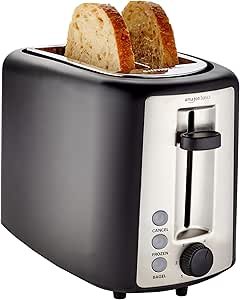 71cmt6zgFHL.__AC_SX300_SY300_QL70_ML2_ Amazon Basics 2 Slice Toaster, With 6 Browning Settings, Extra Wide Slots For Bagels and Special Breads, Removable Easy-to-Clean Crumb Tray, Cancel/Defrost/Bagel Buttons, 900W, Black & Silver
