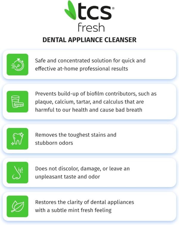 71w2Vebyu5L._AC_SL1500_-2 TCS Fresh Concentrated Dental Appliance Cleaner Set, Professional Denture and Retainer Cleaner Powder with Soft Bristle Brush (24 Packets, 6 Month Supply, Mint Flavor)