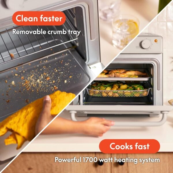 81CkWkorn8L._AC_SL1500_-2 bella Air Fry Toaster Oven, 7 Preset Cooking Options, Dishwasher-Safe EverGood Coated Trays Included, 60-Minute Auto Shutoff w Audible Timer, Power Indicator Light, 1700 Watt, Oatmilk