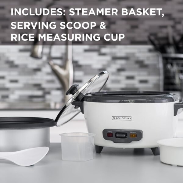 81RSL5c-AZL._AC_SL1500_-2 BLACK+DECKER 6-Cup Rice Cooker, RC506, 3-cup Uncooked Rice, Steaming Basket, Removable Non-Stick Bowl, One Touch