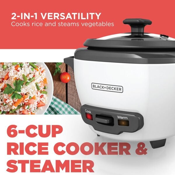 9196z7-e5iL._AC_SL1500_-2 BLACK+DECKER 6-Cup Rice Cooker, RC506, 3-cup Uncooked Rice, Steaming Basket, Removable Non-Stick Bowl, One Touch